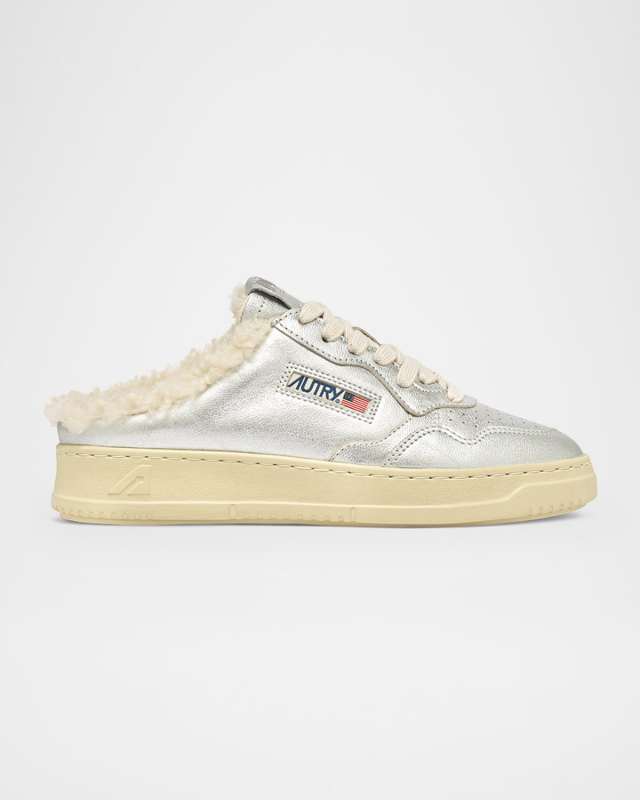 Medalist Shearling-Lined Sneaker Mules